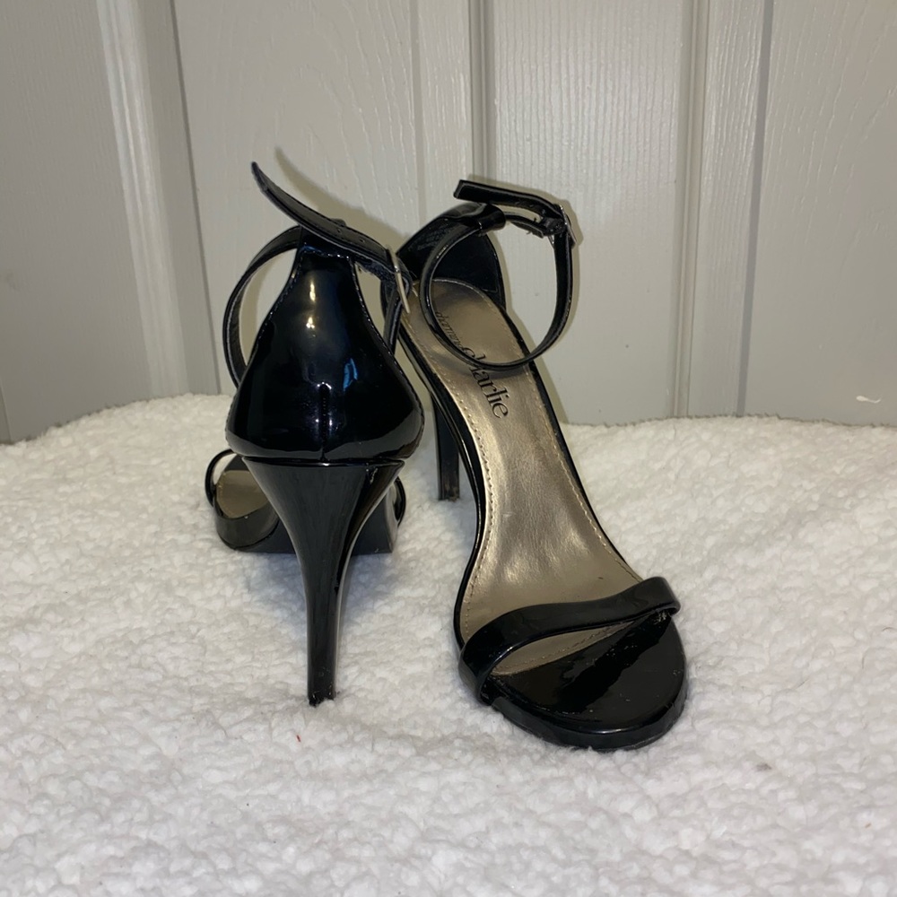 Black strappy heeled sandals